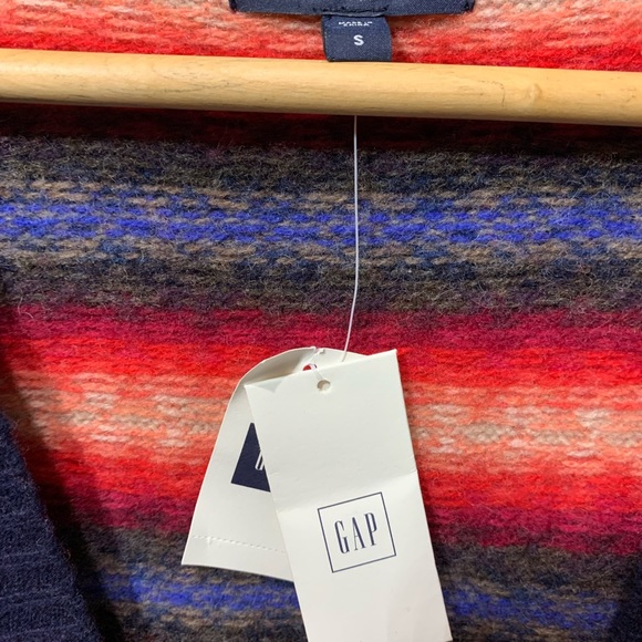 GAP DARK NAVY V-NECK AZTEC BOHO LAMBSWOOL BLEND LS CARDIGAN SWEATER - Picture 2 of 16